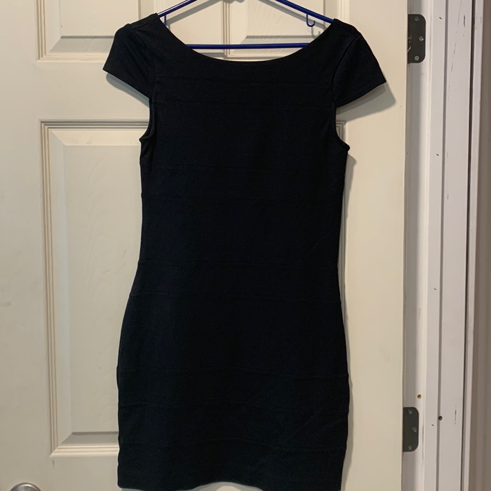 Black Express bodycon dress with cap sleeves